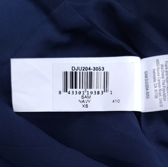 NWT Dress The Population Navy Blue Sam Ruched V Neck Jumpsuit Size XS - Picture 9 of 11